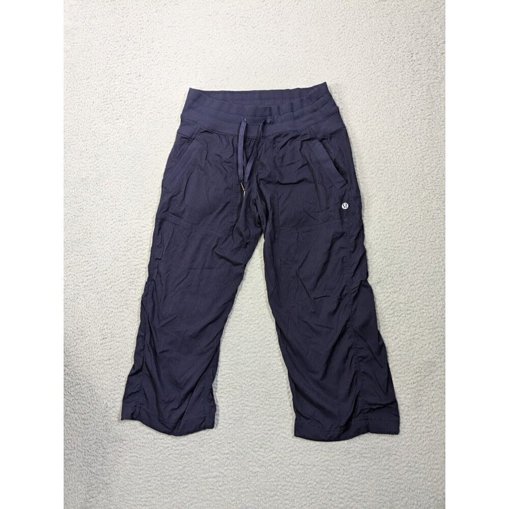 Lululemon Pants Womens 4 Dance Cropped Capri Stretch Drawstring Blue
